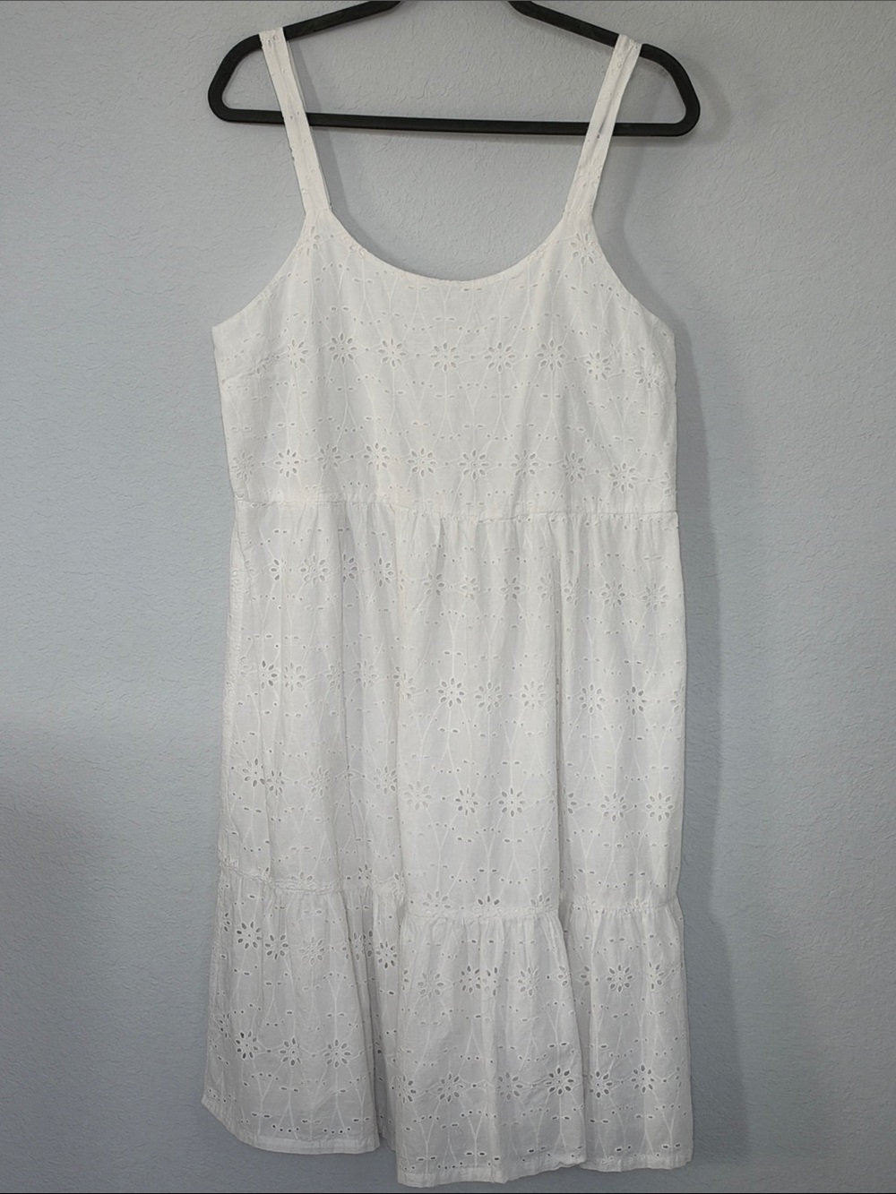 Lucky Brand White Eyelet Cotton Tiered Midi Sundress Size M